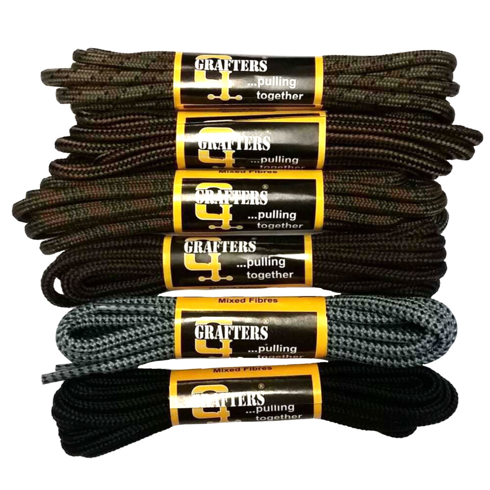 (Pack of 10, Assorted) Grafters 140cm Hiking Boot Laces (Packet Of 10)