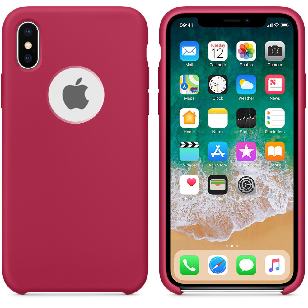 Smooth Liquid Silicone Case For Apple Iphone X - Rose Red 734463703429
