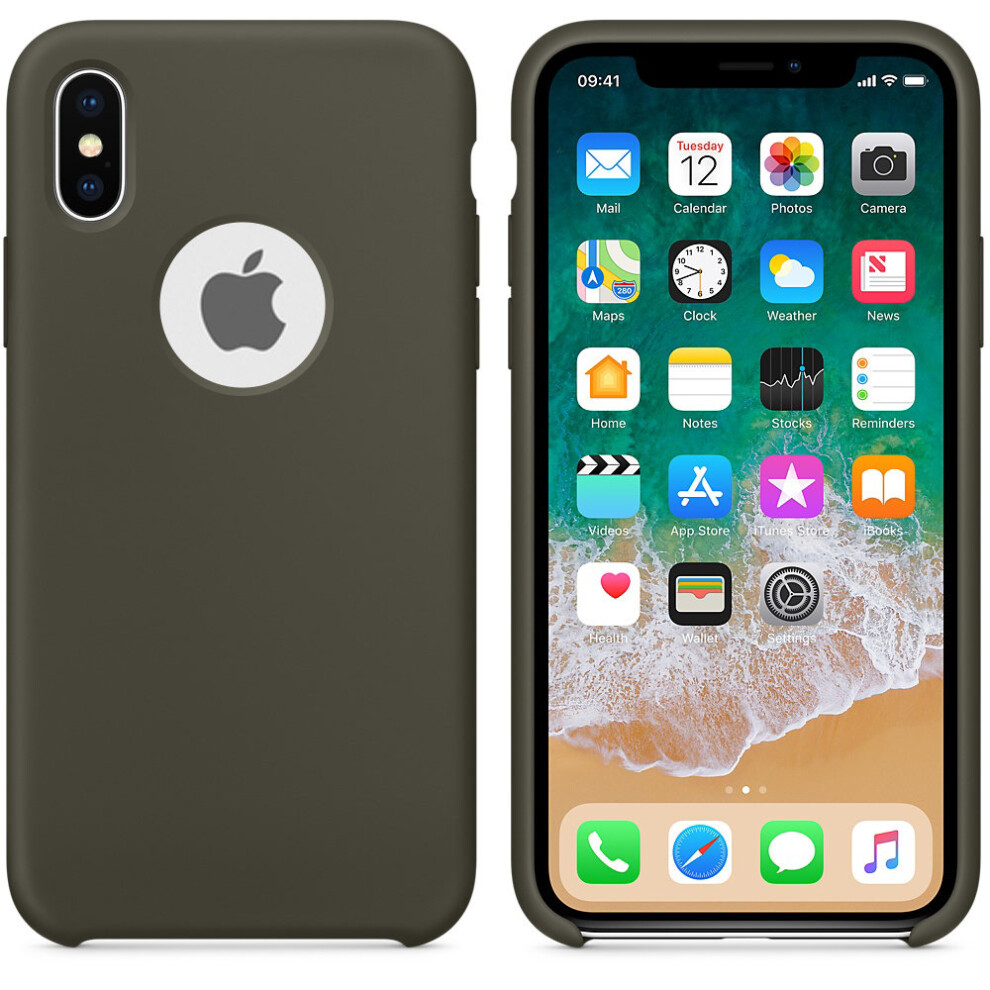 Smooth Liquid Silicone Case For Apple Iphone X - Dark Olive Green 734463703467