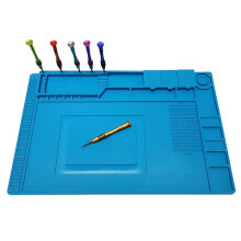 Heat Resistant Silicone Work Mat With Screwdiver Holder & Magnetic Sections (45cm x 35cm)