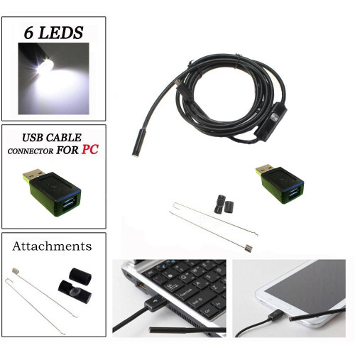 Endoscope Waterproof Blocked Drain / Cavity / Ear Inspection Camera 2m for Android/Windows PC 1