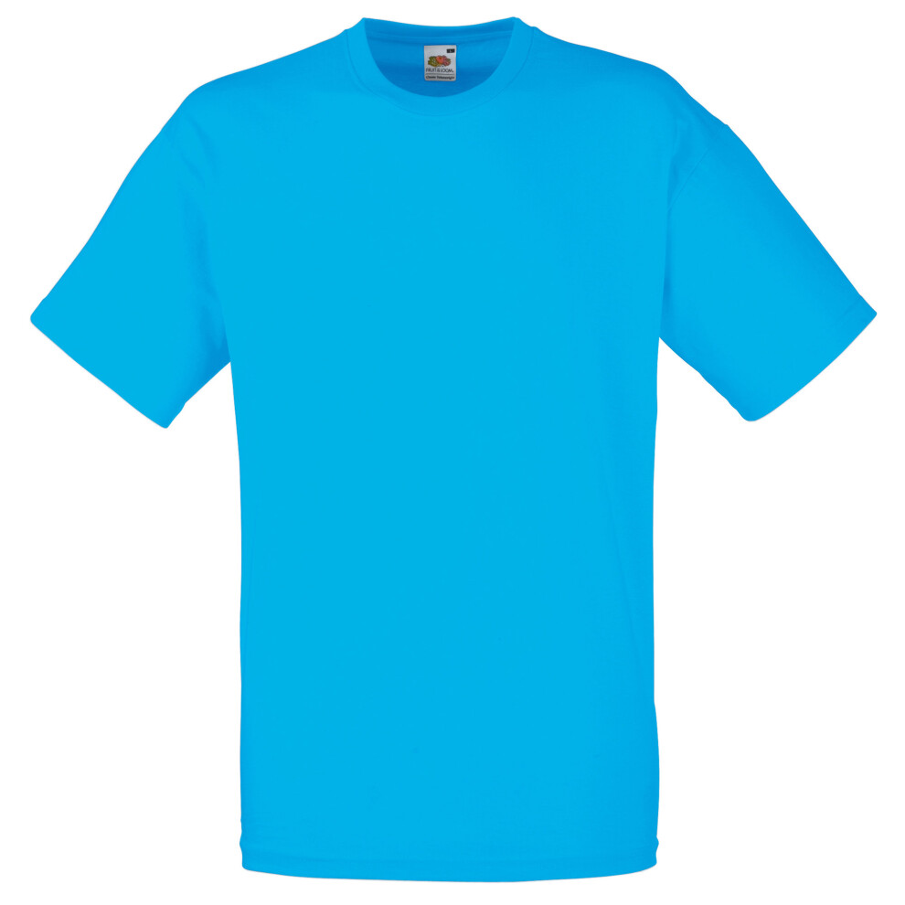 Fruit Of The Loom (L, Azure ) Mens Valueweight Short Sleeve T-Shirt Blue