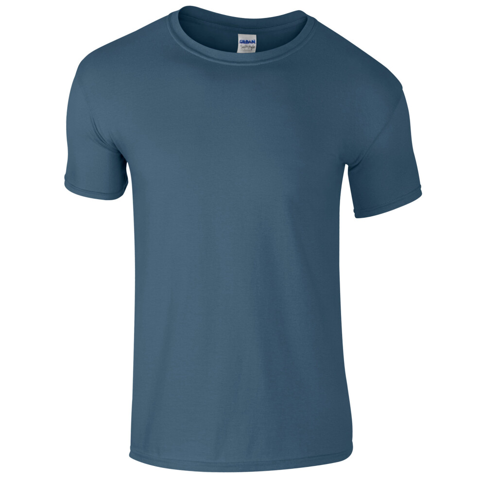 Gildan (L, Indigo ) Childrens Unisex Soft Style T-Shirt Blue