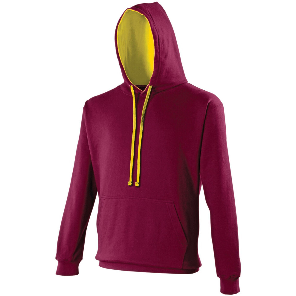 (L, Burgundy/ Gold) Awdis Varsity Hooded Sweatshirt / Hoodie 