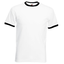 (XL, White/Black) Fruit Of The Loom Mens Ringer Short Sleeve T-Shirt