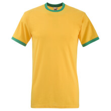 (XL, Sunflower/Kelly Green) Fruit Of The Loom Mens Ringer Short Sleeve T-Shirt