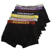 (S Waist 30-32inch (76-81cm), Black) Mens Days Of The Week Boxer Shorts / Underwear (Pack Of 7)