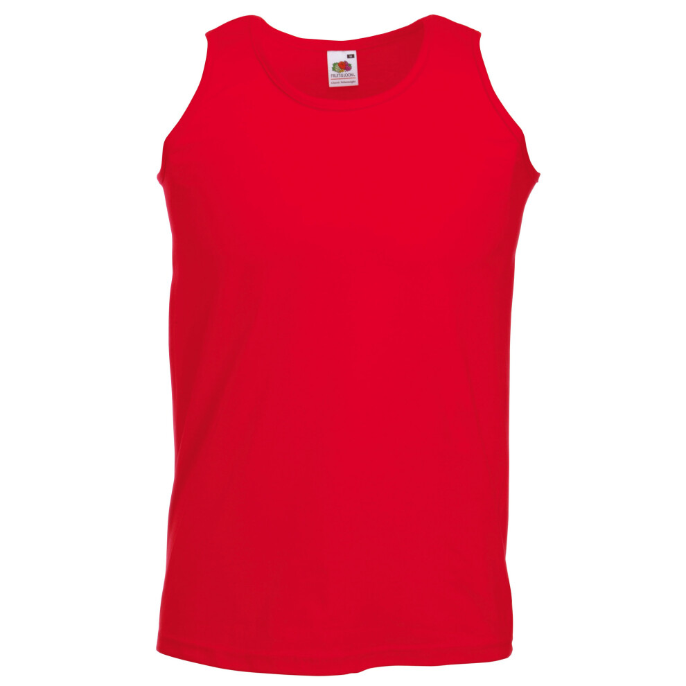 (M, Red) Fruit Of The Loom Mens Athletic Sleeveless Vest / Tank Top