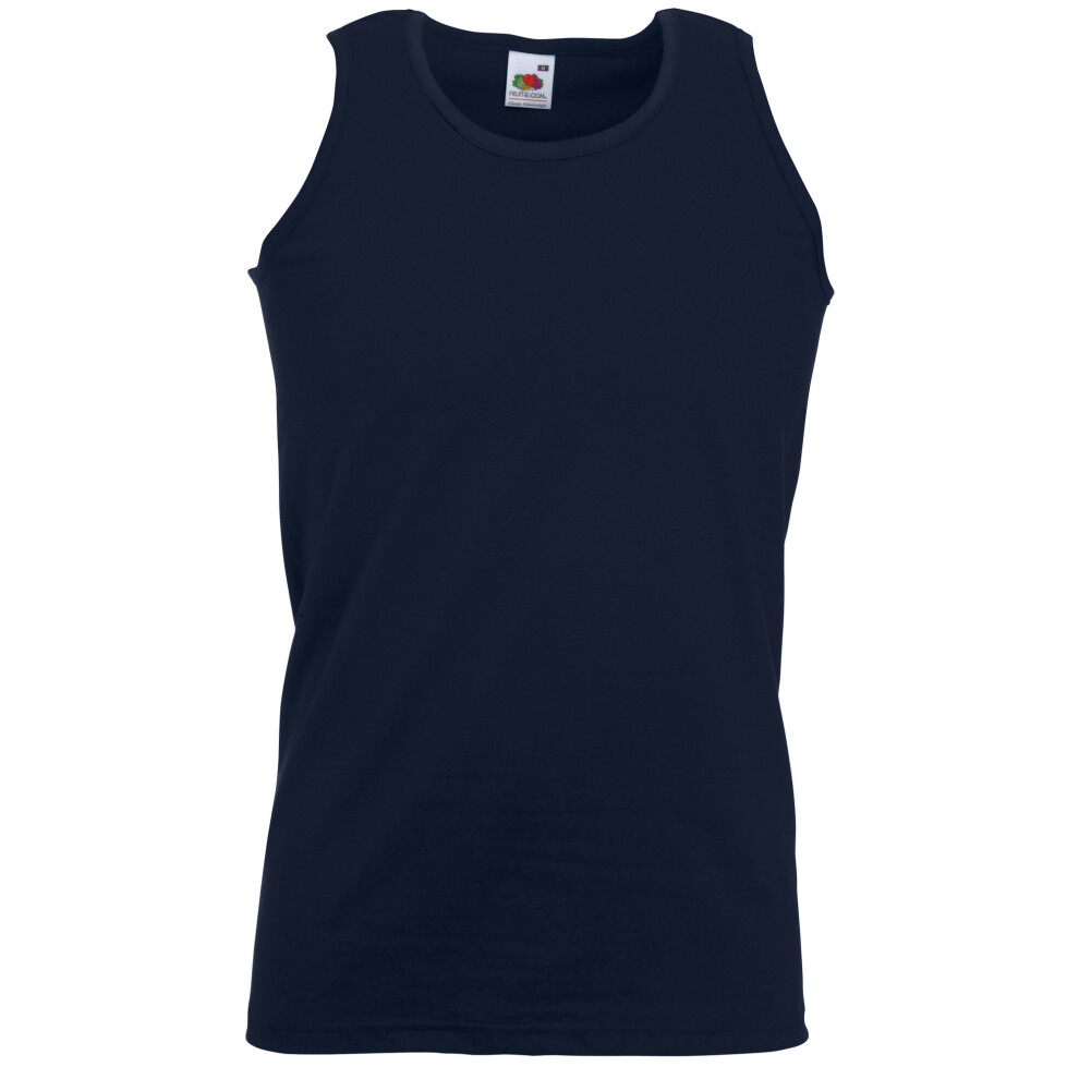 (S, Deep Navy) Fruit Of The Loom Mens Athletic Sleeveless Vest / Tank Top