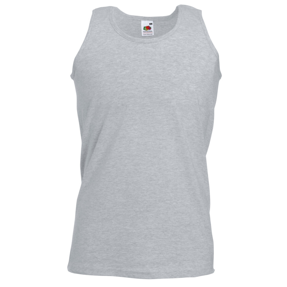 (XL, Heather Grey) Fruit Of The Loom Mens Athletic Sleeveless Vest / Tank Top