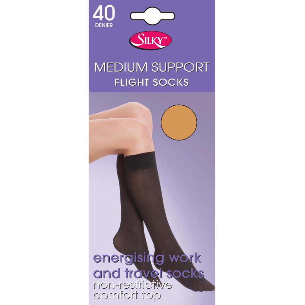 (One Size (UK Shoe 3-8), Nude) Silky Womens/Ladies Support Flight Socks (1 Pair)