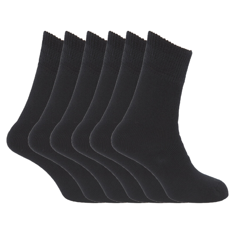 (Shoe 4-7, Black) FLOSO Ladies/Womens Premium Quality Multipack Thermal Socks, Double Brushed Inside (Pack Of 6)