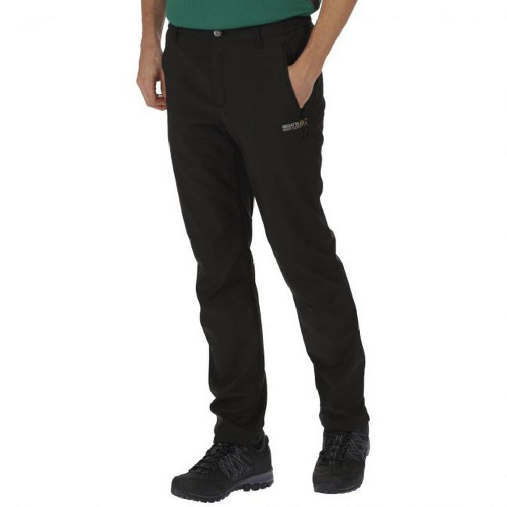 (30, Black) Regatta Great Outdoors Mens Adventure Tech Geo II Wind Resistant Regular Leg Softshell Trousers
