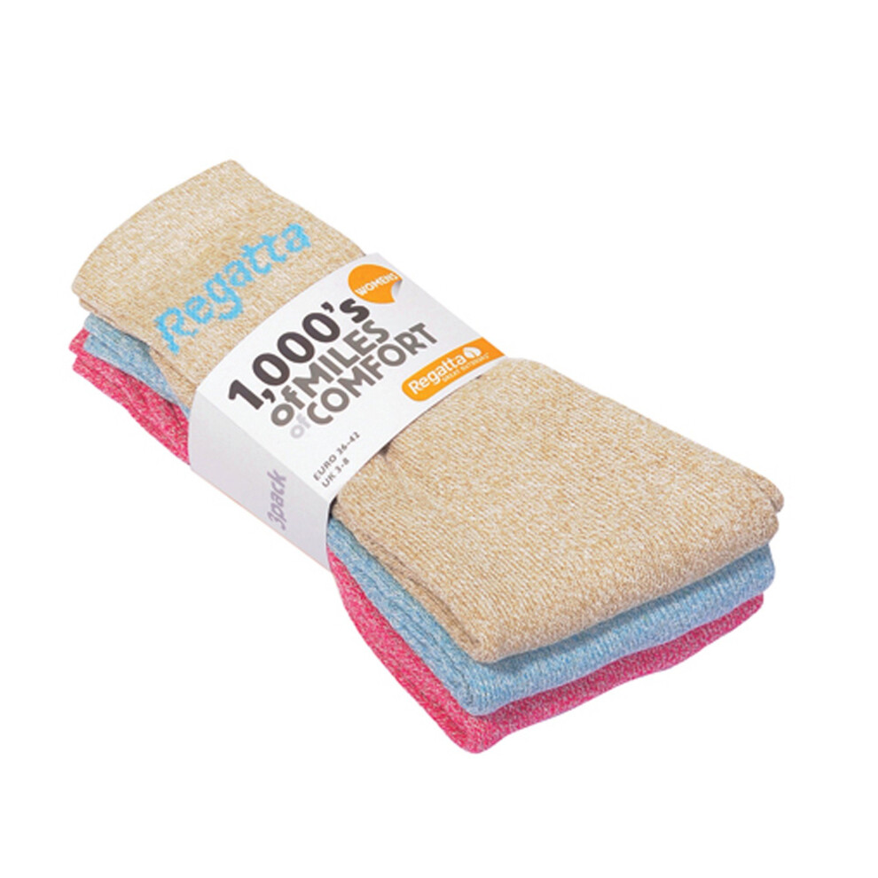 Regatta Great Outdoors Womens/Ladies Marl Effect Socks (3 Pack) Multicoloured