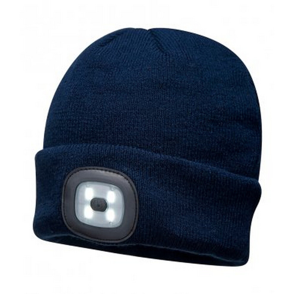 (One Size, Navy) Portwest Mens LED Head Light Beanie