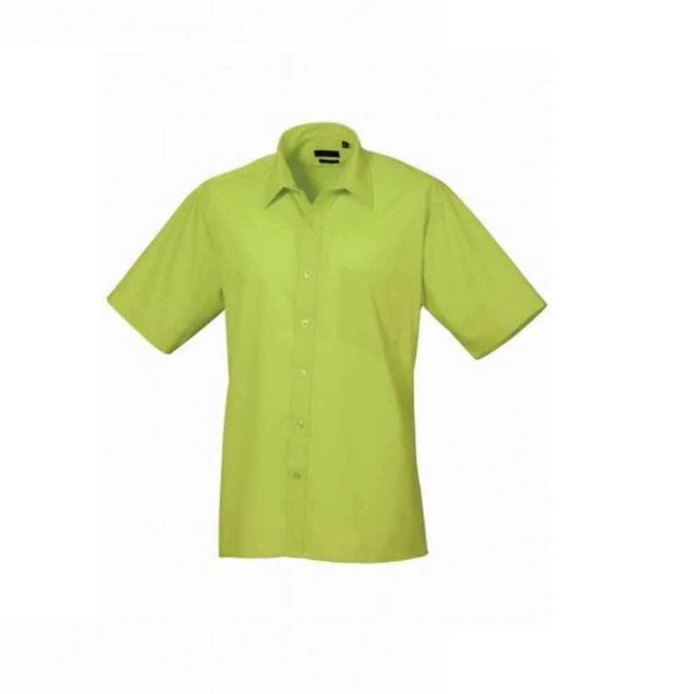 (20, Lime) Premier Mens Short Sleeve Poplin Shirt