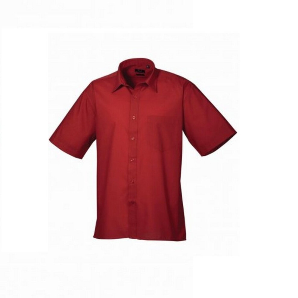 (23, Burgundy) Premier Mens Short Sleeve Poplin Shirt