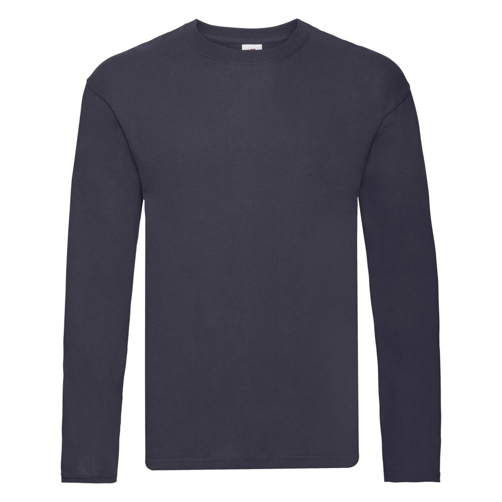 (S, Deep Navy) Fruit Of The Loom Mens Original Long Sleeve T-Shirt