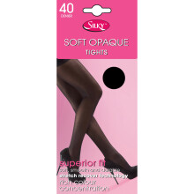 (X-Large (48”-54”), Black) Silky Womens/Ladies Opaque 40 Denier Tights (1 Pair)