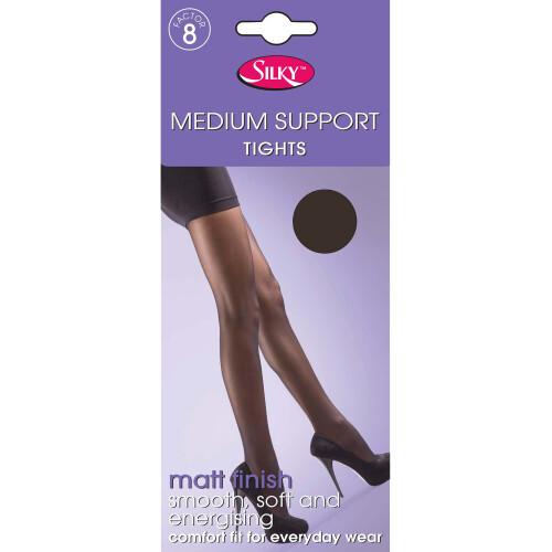 (X-Large (48”-54”), Barely Black) Silky Ladies Medium Support Tights (1 Pair)