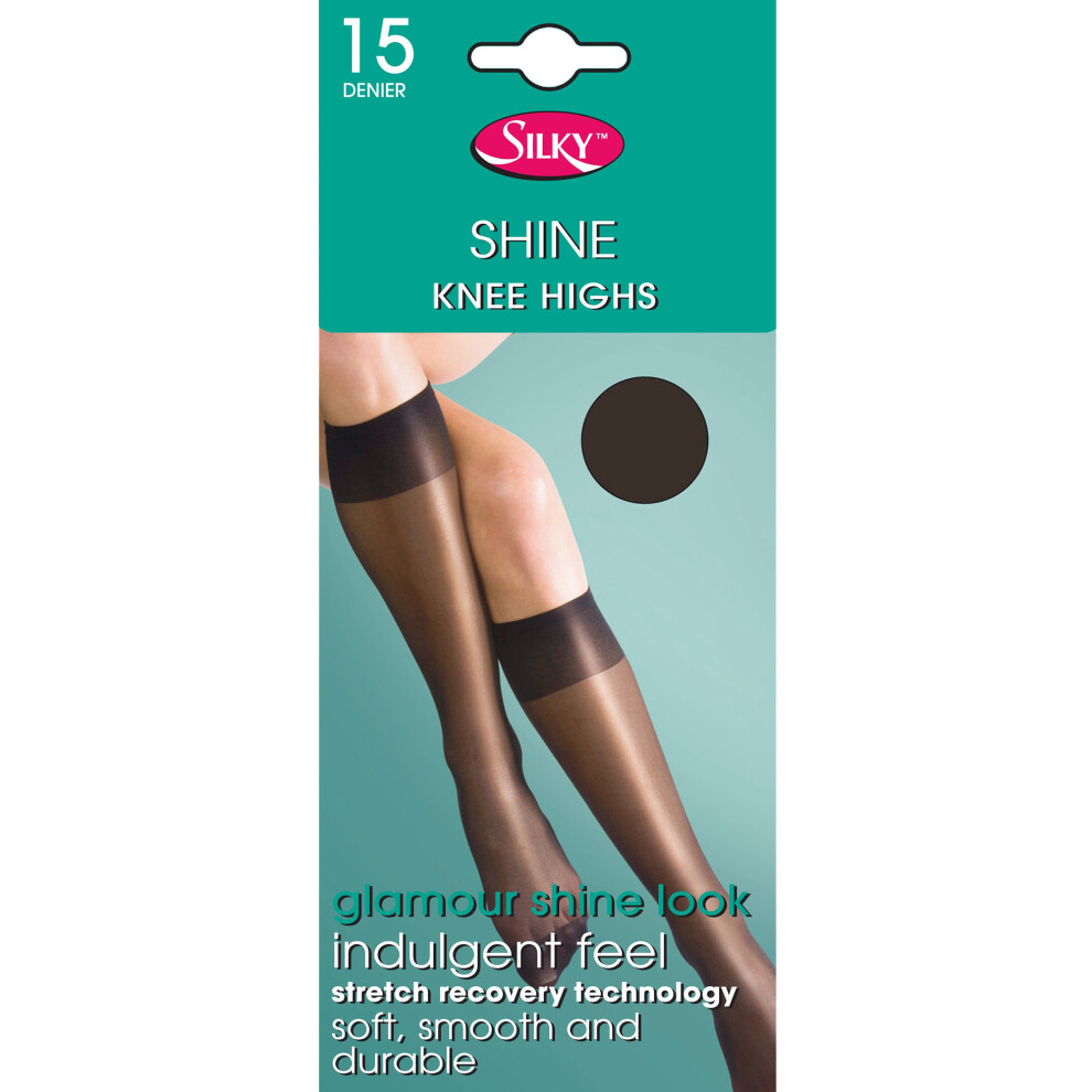 (One Size (UK Shoe 3-8), Barely Black) Silky Womens/Ladies Shine Knee Highs (1 Pair)-image-OPC-P55B5BK-NEW