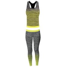 (UK 8-14, Black/Yellow) Sport Zone Women's Vest Top & Leggings Set