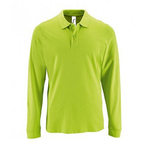 (M, Apple Green) SOLS Mens Perfect Long Sleeve Pique Polo Shirt