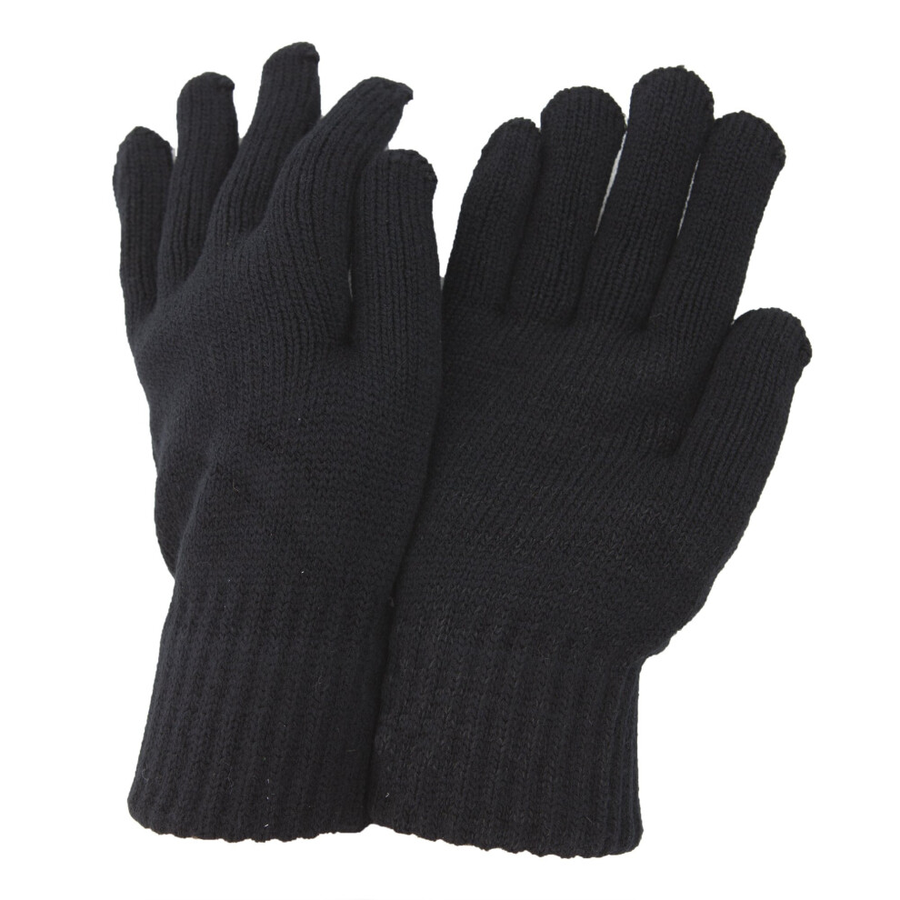 (One Size, Black) CLEARANCE - Mens Thermal Knitted Winter Gloves
