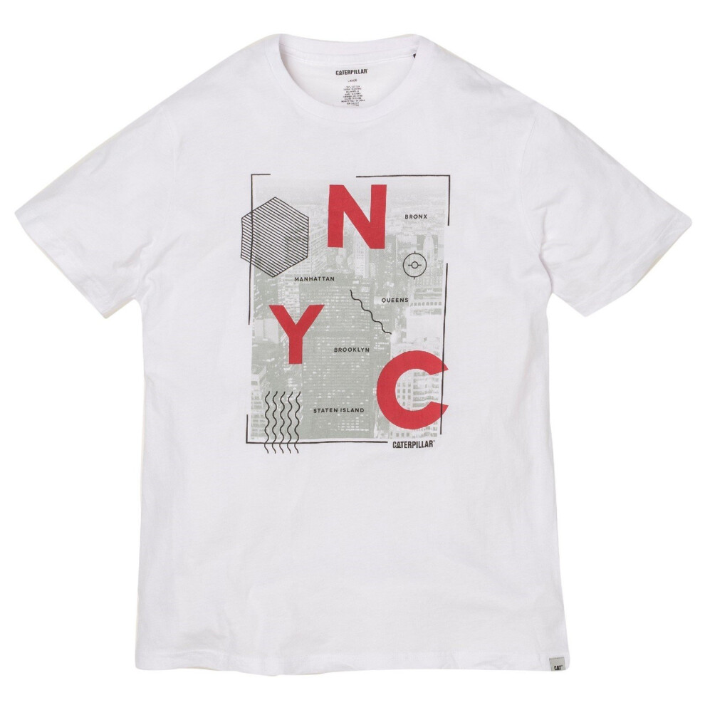 (Medium, White) Cat Lifestyle Mens NYC Tee