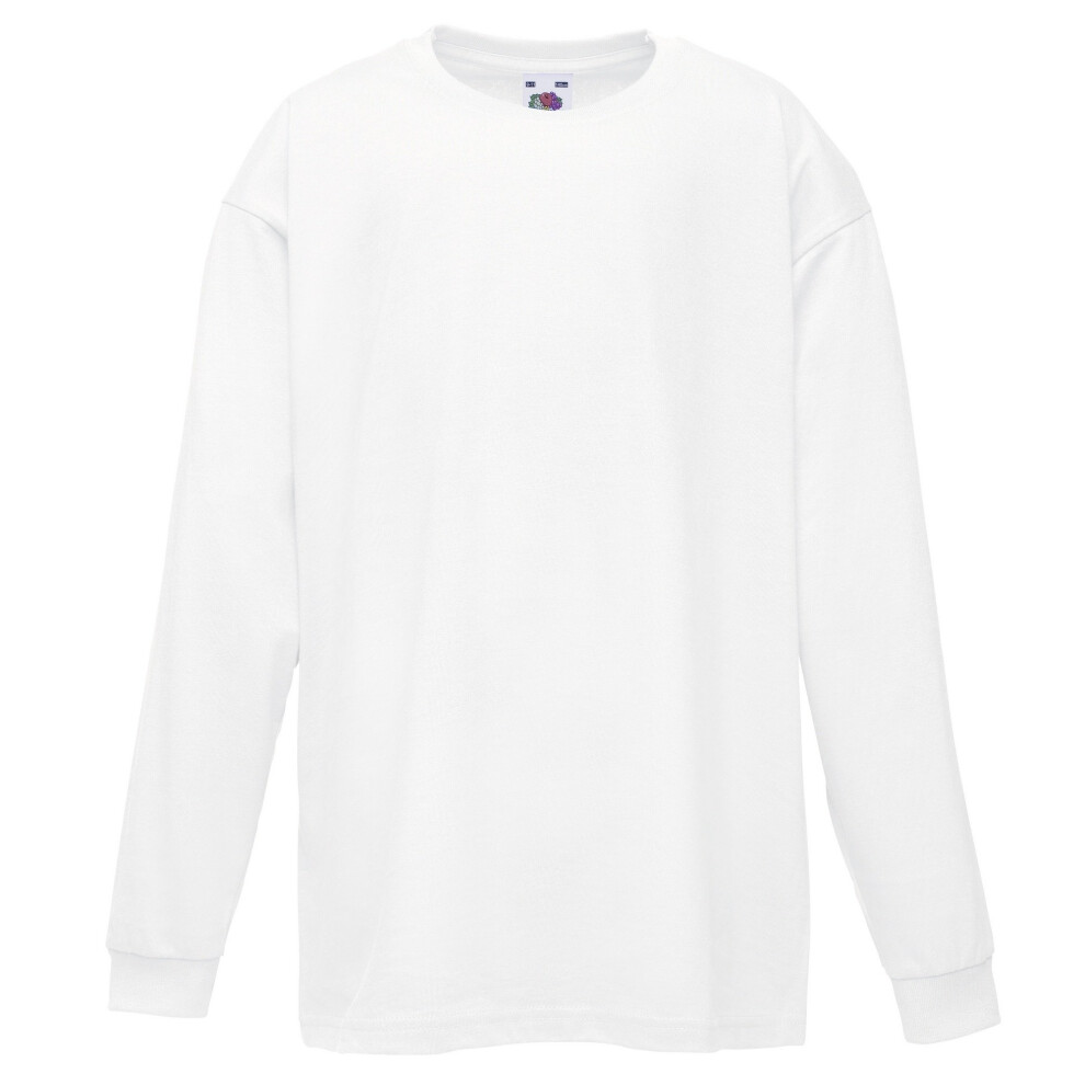 (3-4, White) Fruit Of The Loom Childrens/Kids Long Sleeve T-Shirt