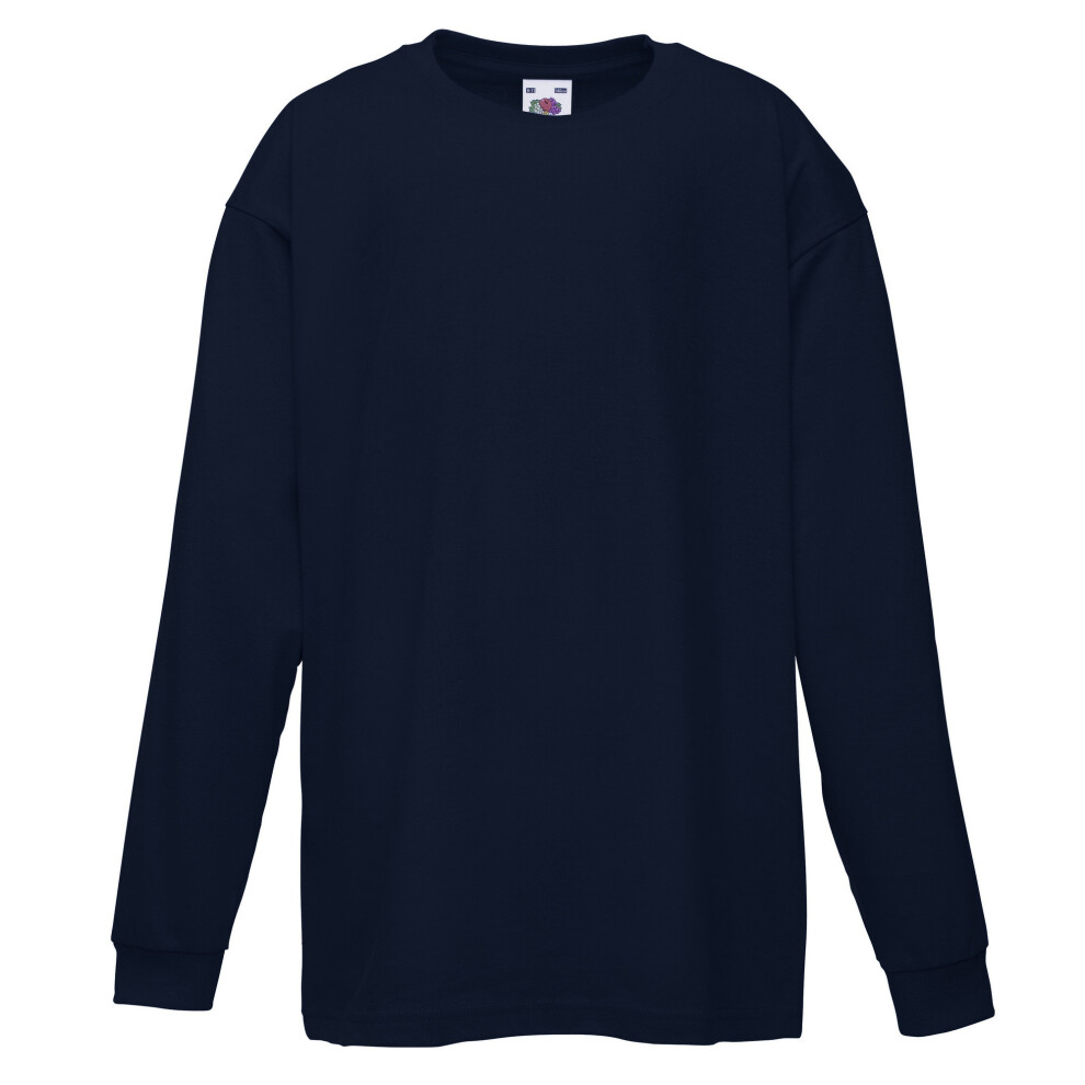 (9-11, Deep Navy) Fruit Of The Loom Childrens/Kids Long Sleeve T-Shirt