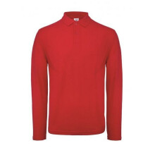 (4XL, Crimson) B&C ID.001 Mens Long Sleeve Polo