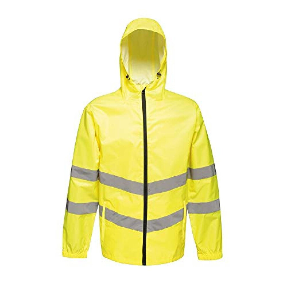 Regatta Professional Men's Lightweight Hi Vis Pro Waterproof Reflective Packaway Work Jacket Yellow, Size: L