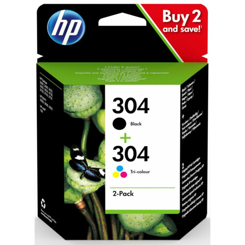 HP 304 Black + Tri-Colour Original Ink Cartridge (3JB05AE)