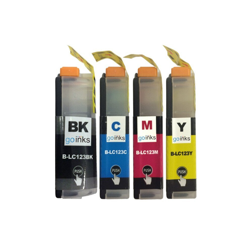 Jeu de 4 cartouches d'encre compatibles 1 Go Inks pour remplacer Brother LC123 / non-OEM pour les imprimantes Brother DCP & MFC (4 encres)