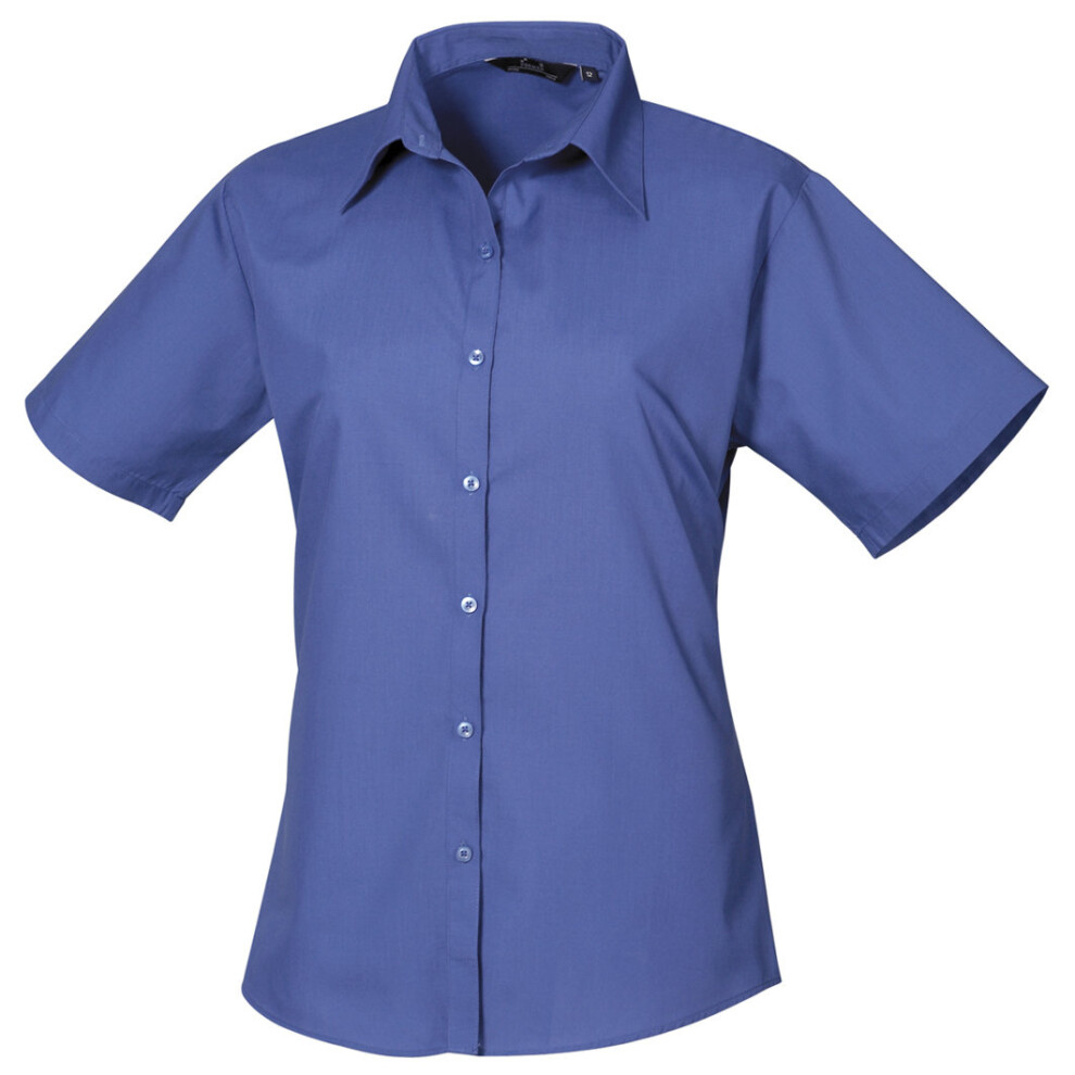 (30, Royal) Premier Short Sleeve Poplin Blouse / Plain Work Shirt