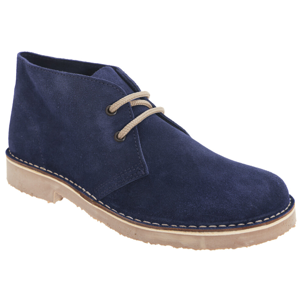 (4 UK, Navy) Roamers Womens/Ladies Real Suede Round Toe Unlined Desert Boots