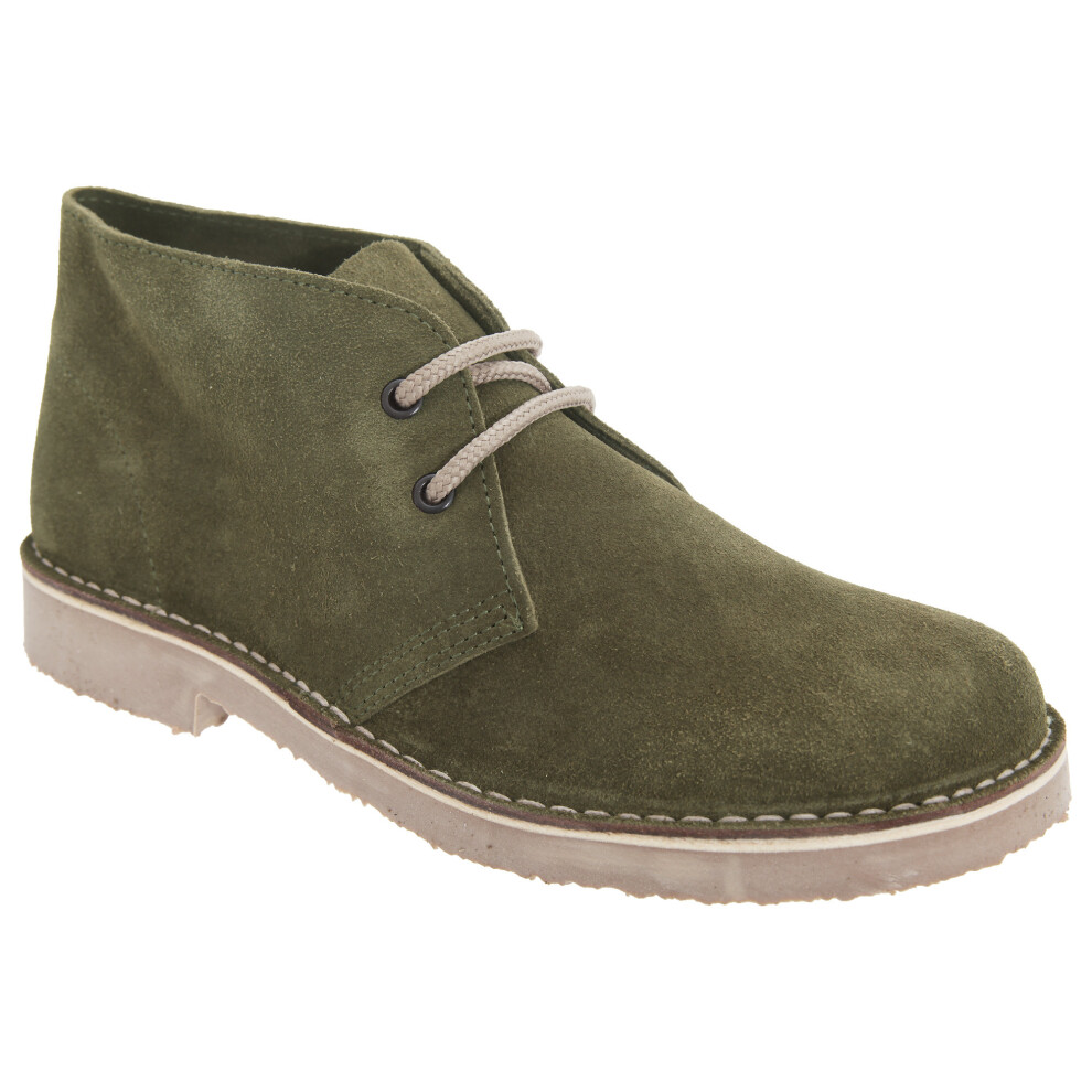 (5 UK, Khaki) Roamers Womens/Ladies Real Suede Round Toe Unlined Desert Boots