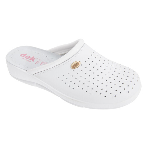 (39 EUR, White) Dek Womens/Ladies Coated Leather Clogs