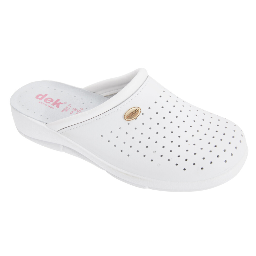 (38 EUR, White) Dek Womens/Ladies Coated Leather Clogs