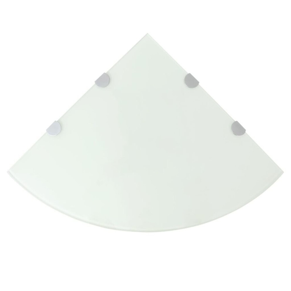 vidaXL Corner Shelf with Chrome Supports Glass White 45x45 cm Floating Display
