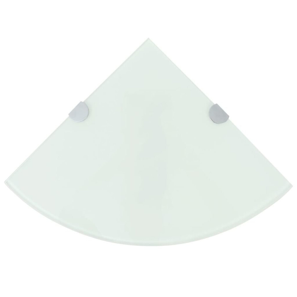 vidaXL Corner Shelf with Chrome Supports Glass White 35x35 cm Floating Display