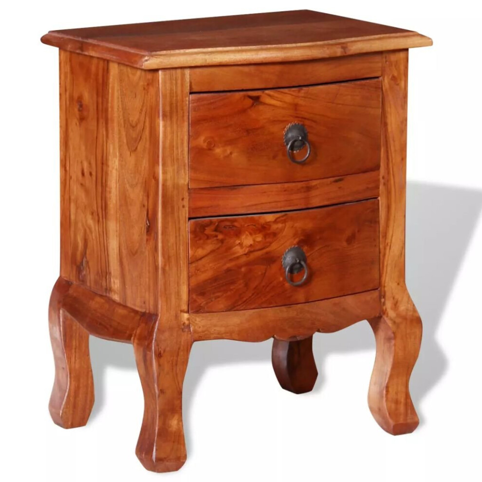 vidaXL Solid Acacia Wood Nightstand with Drawers Bedside Table Side Cabinet