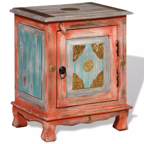 VidaXL vidaXL Nightstand Bedside Table Side Cabinet Home Decor Solid Mango Wood Orange
