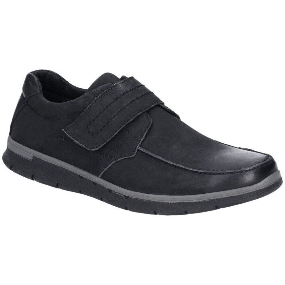 (12 UK, Black) Hush Puppies Mens Duke Touch Fastening Nubuck Leather Shoe