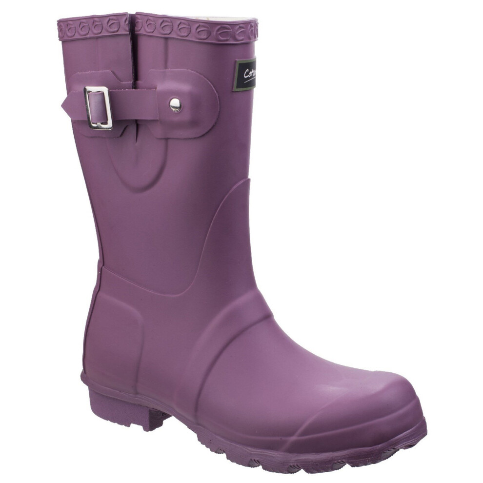 (4 UK, Purple) Cotswold Womens/Ladies Windsor Short Waterproof Pull On Wellington Boots