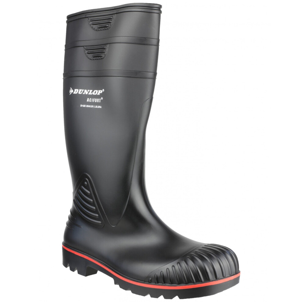 (48 EUR, Black) Dunlop Acifort Unisex Heavy Duty Full Safety Wellington Boots A442031