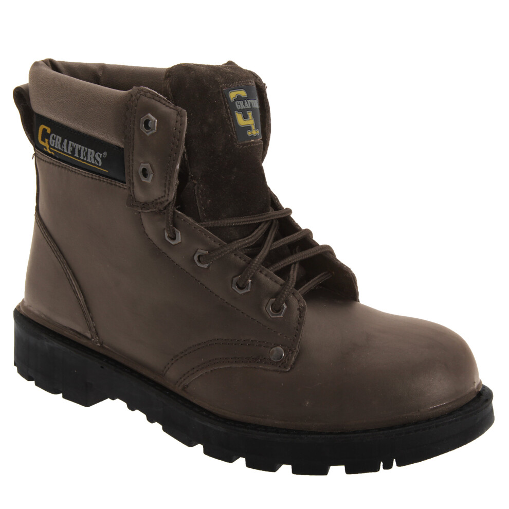 (9 Uk, Brown) Grafters Mens Apprentice 6 Eye Safety Toe Cap Boots 5050703374736