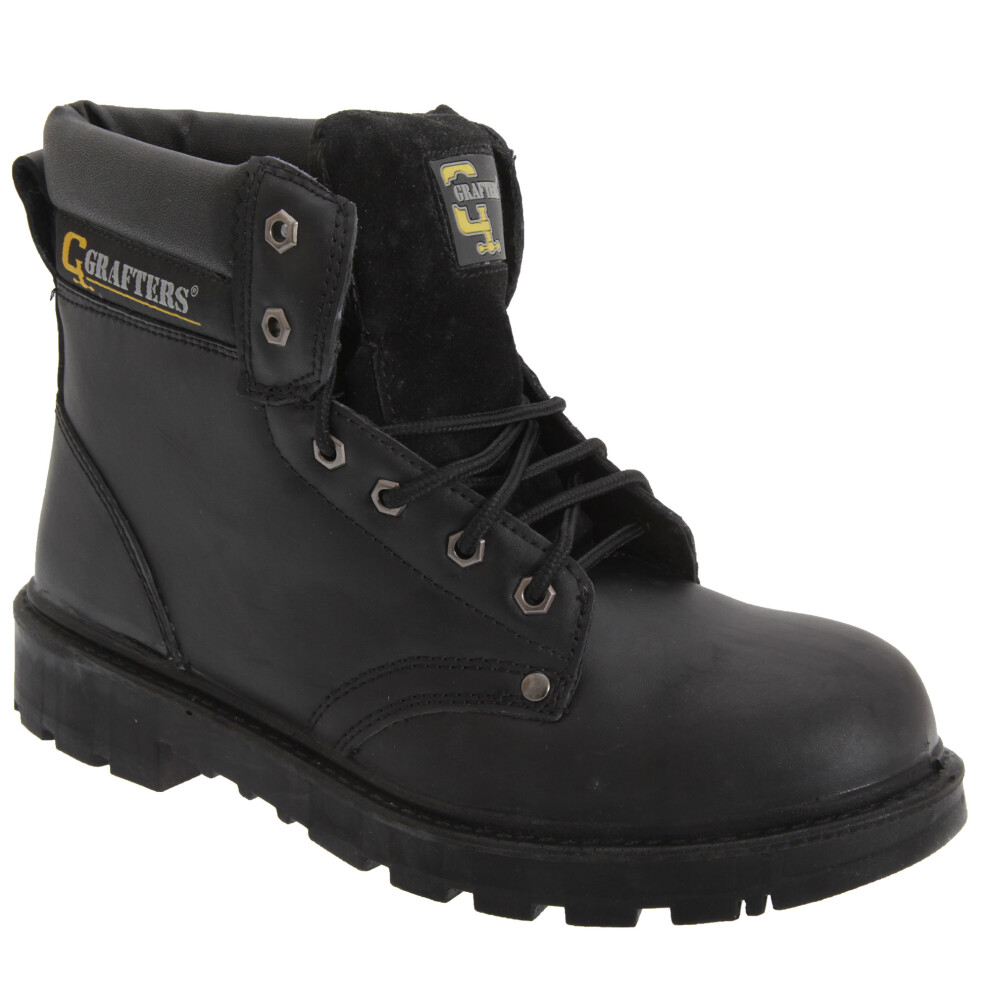 (11 UK, Black) Grafters Mens Apprentice 6 Eye Safety Toe Cap Boots