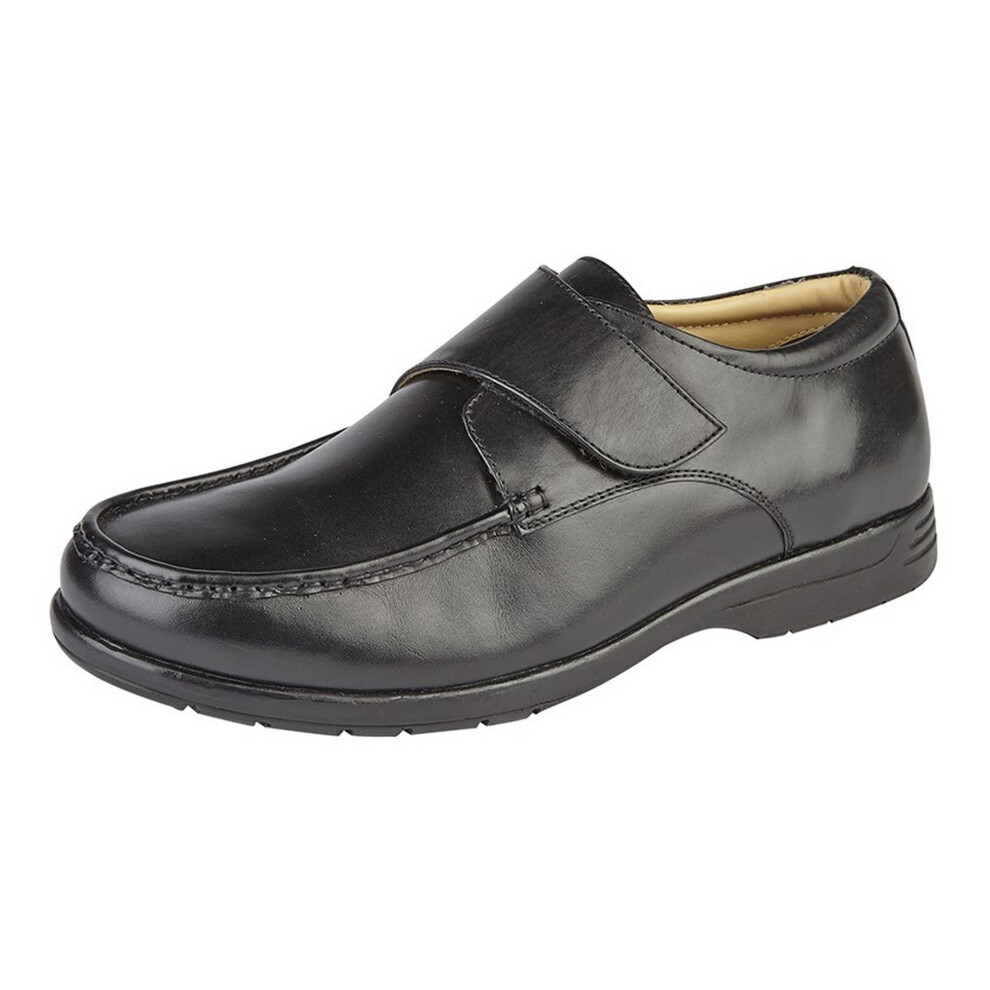 Roamers (11 Uk, ) Mens Leather Xxx Extra Wide Touch Fastening Casual Shoe Black